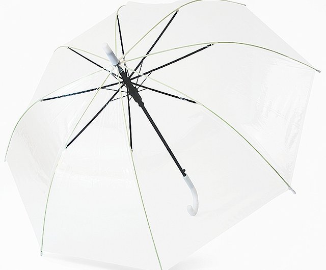 雙龍花漾自動透明傘櫻花傘防風直傘雨傘(透明白) - 設計館TDN 雨傘/雨衣 