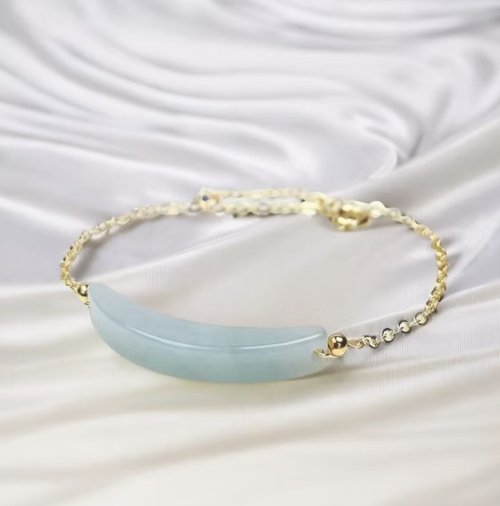 瓔珞珠寶盒 E.L.Jewelry Box 【願‧無事】冰種翡翠無事牌手鍊 14K包金 | 天然緬甸玉翡翠A貨