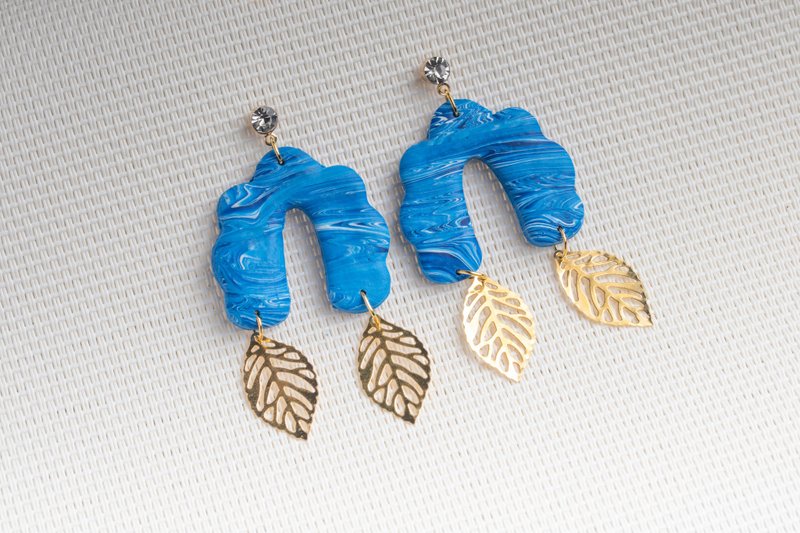 Polymer Clay Earrings  handmade | modern jewelry | simple jewelry - 耳環/耳夾/耳骨夾 - 塑膠 藍色