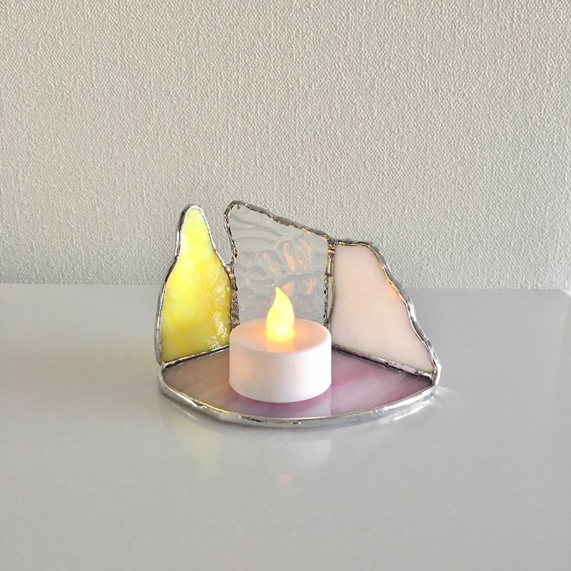 LED Light Holder Candle Night Macaron Color Glass Bay View - Candles & Candle Holders - Glass Pink