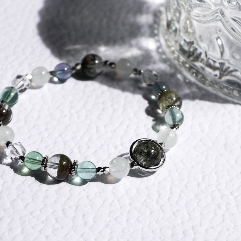 Green Ghost Moon Stone Blue Moon Stone Stone White Crystal Forest Elf Crystal Bracelet - Bracelets - Crystal Green