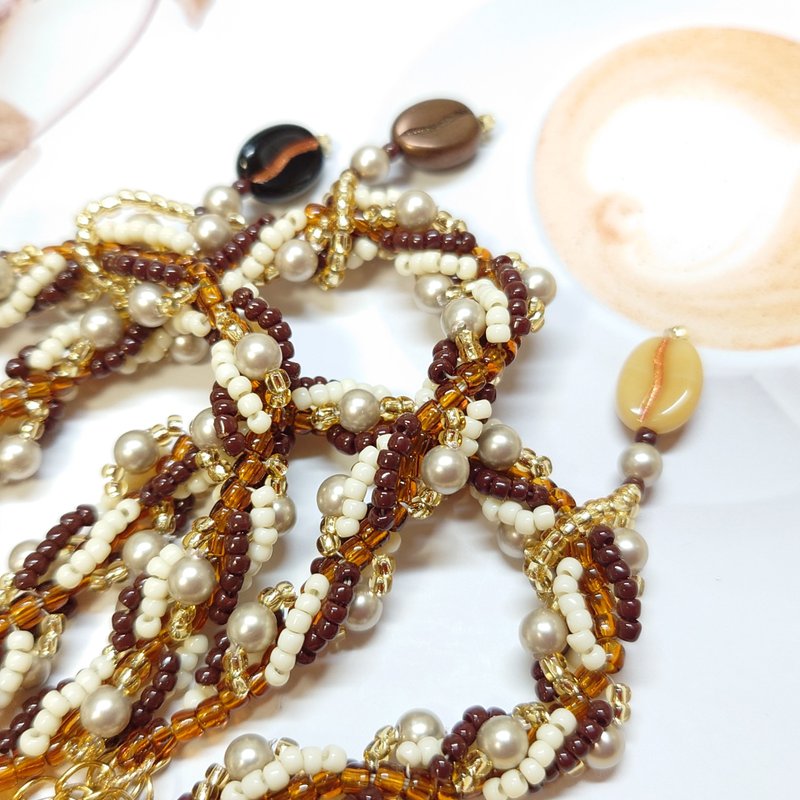 Coffee Bea(n)ds / Cafe Latte Bead Bracelet - Bracelets - Glass 