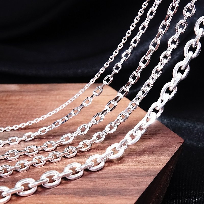 Square Angle Series Versatile Silver 925 Sterling Silver Boys Necklace Unisex Chain - สร้อยคอ - เงินแท้ สีเงิน