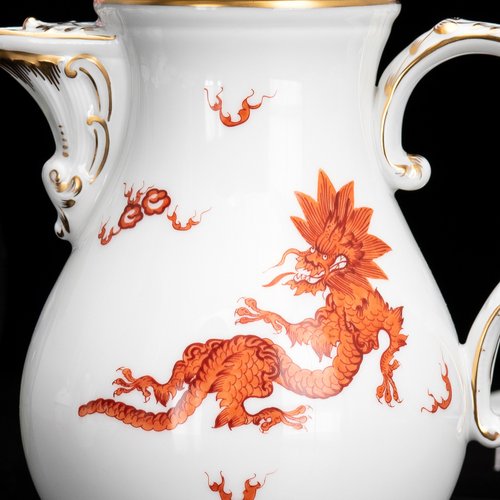ドイツ製マイセン 手描きロイヤルレッドドラゴン 明龍陶器