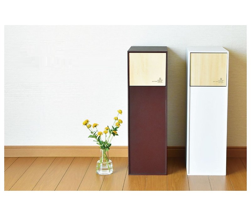 Yamato japan doors S Handmade wooden front opening slot stackable trash can 20L - Trash Cans - Wood 