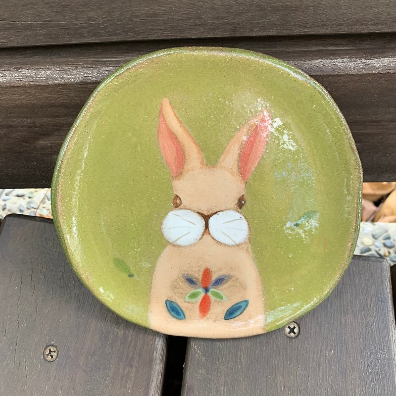 A Lu Tutu Pottery Plate/Decoration/Snack Plate/Hand-painted/U.S. Imported Clay Only This One - Items for Display - Pottery Multicolor