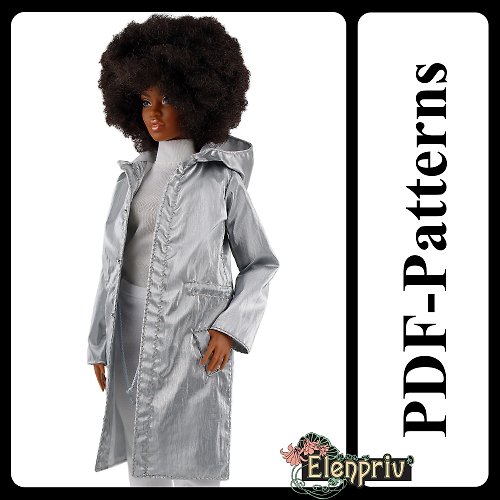 Elenpriv PDF Pattern Raincoat for 11 1/2 Poppy Parker Pivotal Repro Curvy MTM barbie FR2