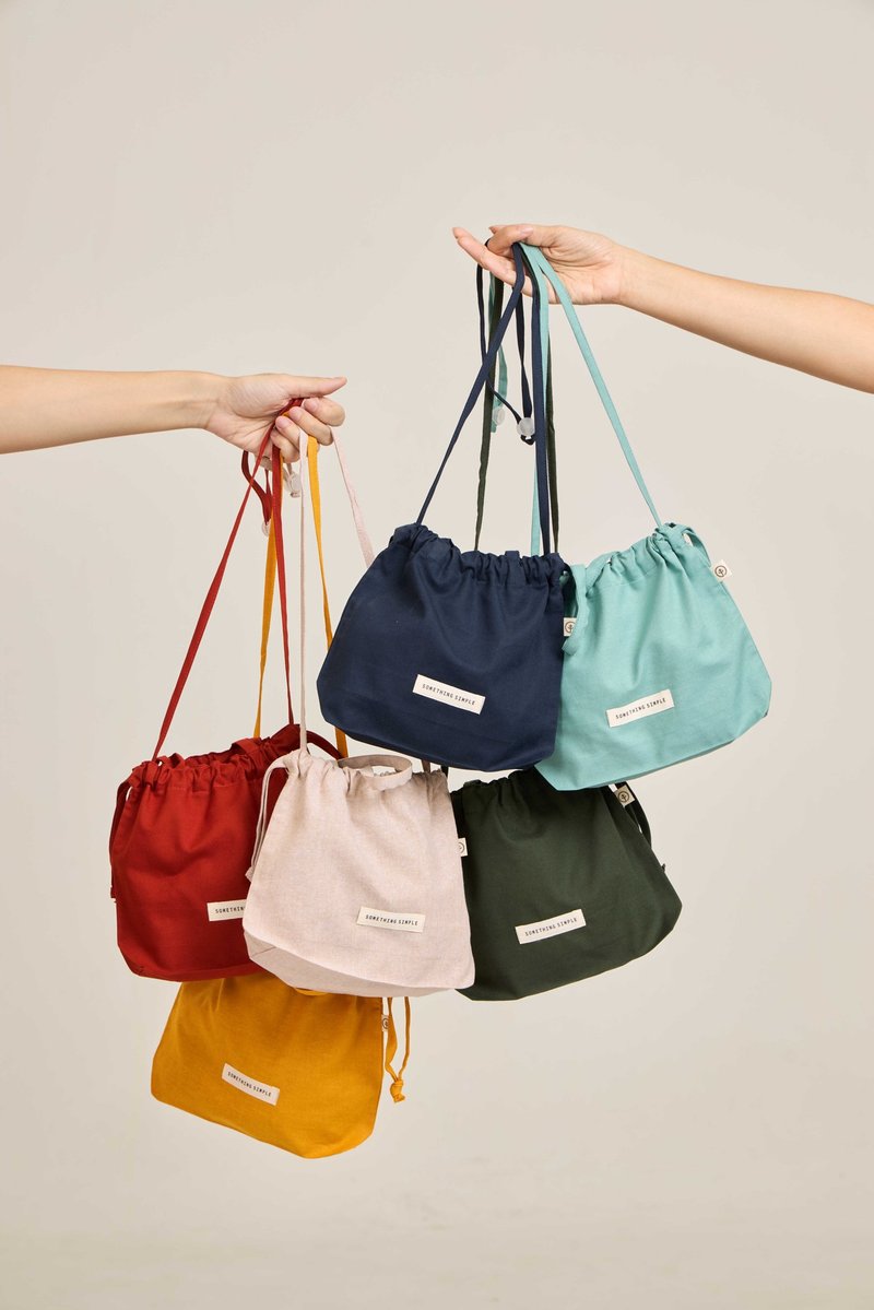 PANG - mini drawstring shoulder bag - 束口袋/束口背包/水桶包 - 棉．麻 多色