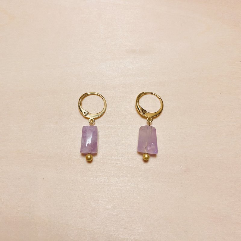 レトロなロングパープルクリスタルイヤリング小丸 - ピアス・イヤリング - クリスタル パープル