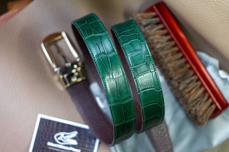 Hand-made crocodile leather belt/European material/belt - Belts - Genuine Leather Multicolor