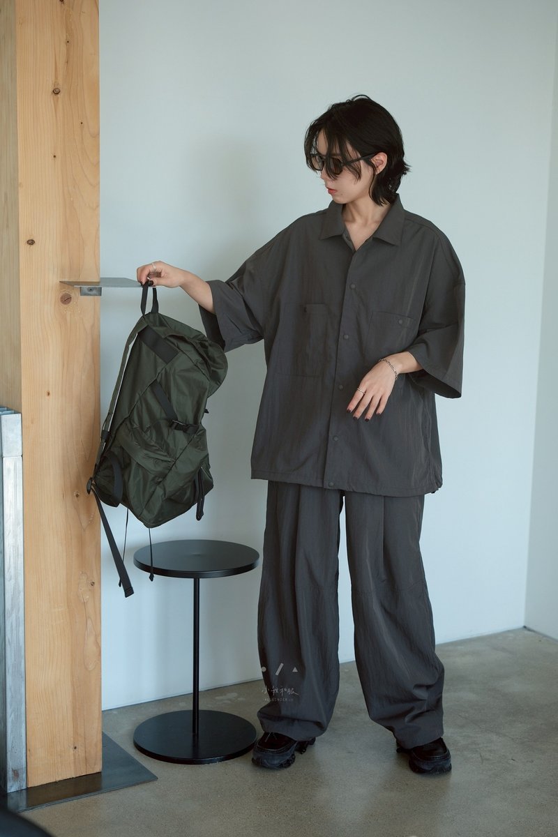 空調薄涼極簡套裝 可拆售 - 女襯衫 - 其他人造纖維 灰色