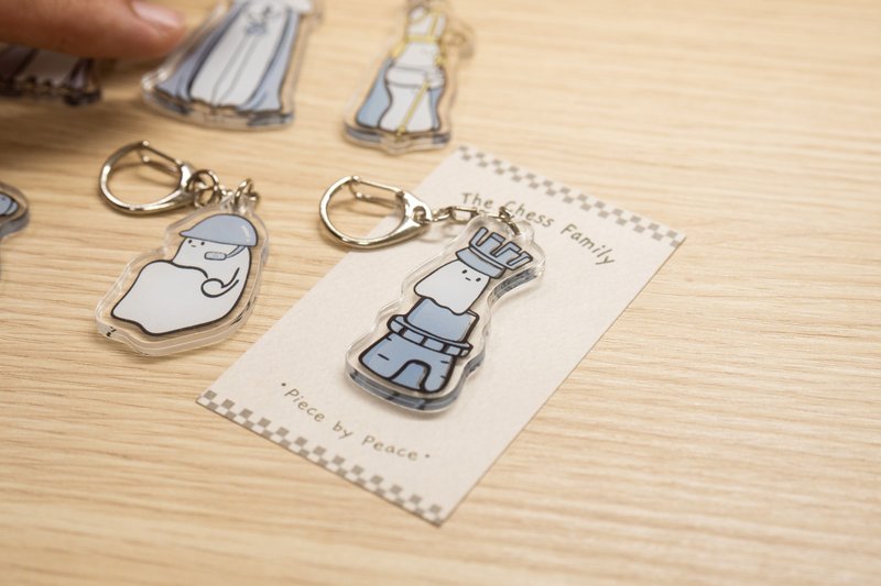 【The Chess Family】- Keychain | Rook | Unique Chess Design - Charms - Acrylic Multicolor