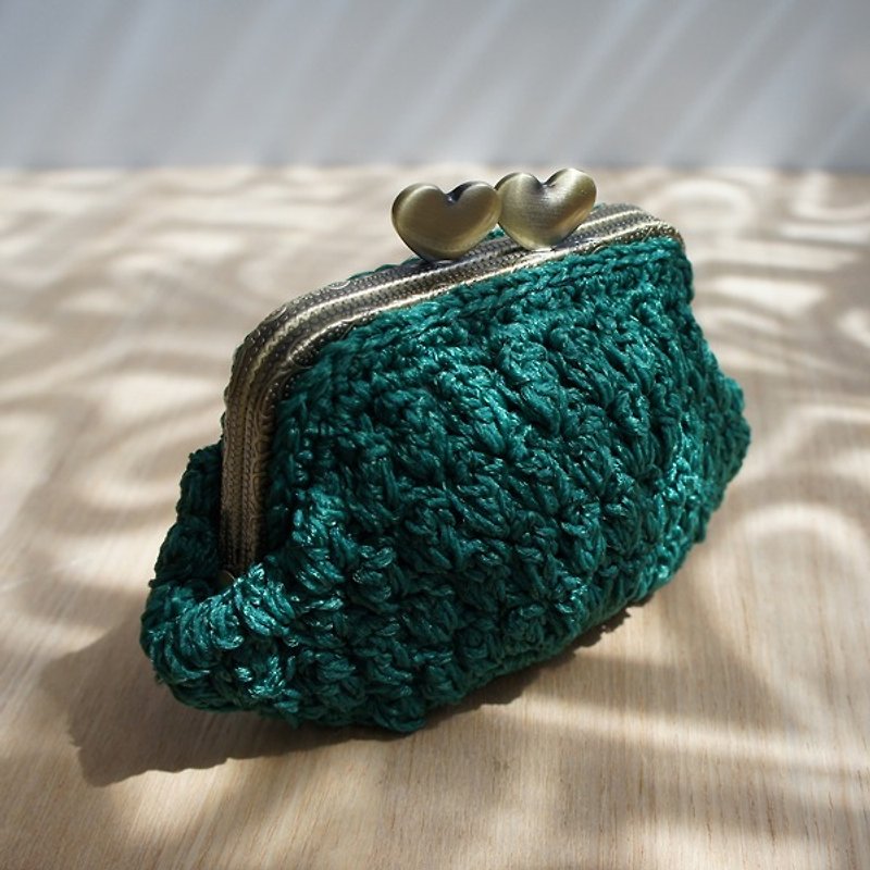 Ba-ba handmade Popcorn crochet coinpurse No. C 984 - กระเป๋าใส่เหรียญ - วัสดุอื่นๆ สีเขียว