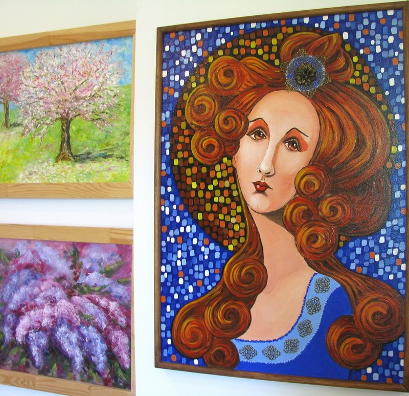 Renaissance style girl portrait large size original acrylic painting on canvas - 壁貼/牆壁裝飾 - 其他材質 多色