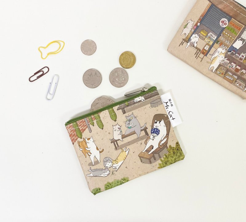 Sunny Bag × Miss Cat Ms.Cat-coin purse_Taiwan Cat Day-メロン小屋の下 - コインケース・小銭入れ - その他の素材 グリーン