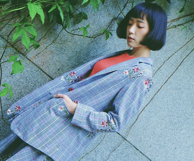 千鳥格子刺繍ジャケット - ショップ HELLO PHOEBE ブレザー・コート