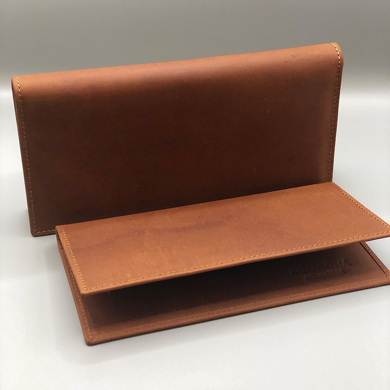 Bomboná Homme - N.1 Minimalism handmade leather long wallet - Wallets - Genuine Leather Brown