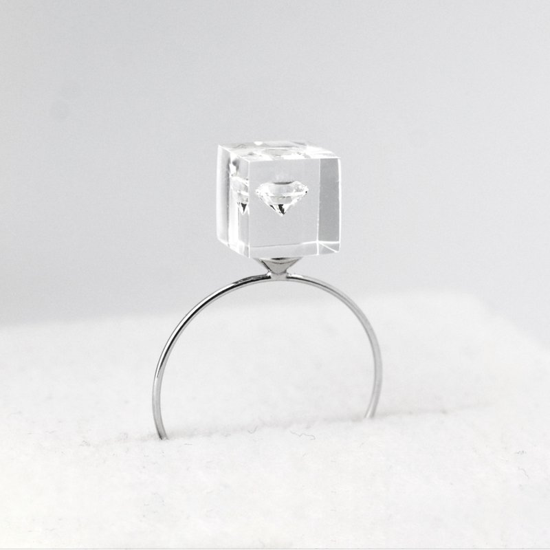 指輪, キュービックジルコニア, シルバーカラー, 生日禮物, 結婚禮物, 日本製, contemporary jewelry - 戒指 - 樹脂 透明
