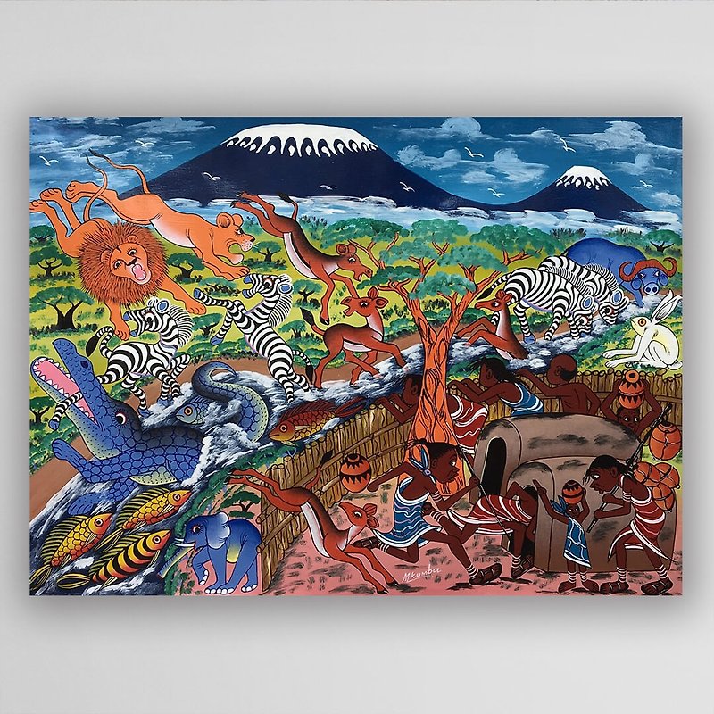 【T979 Fight for Survival-Mkumba】African art brought to Taiwan by air/75x55cm - Posters - Other Materials 