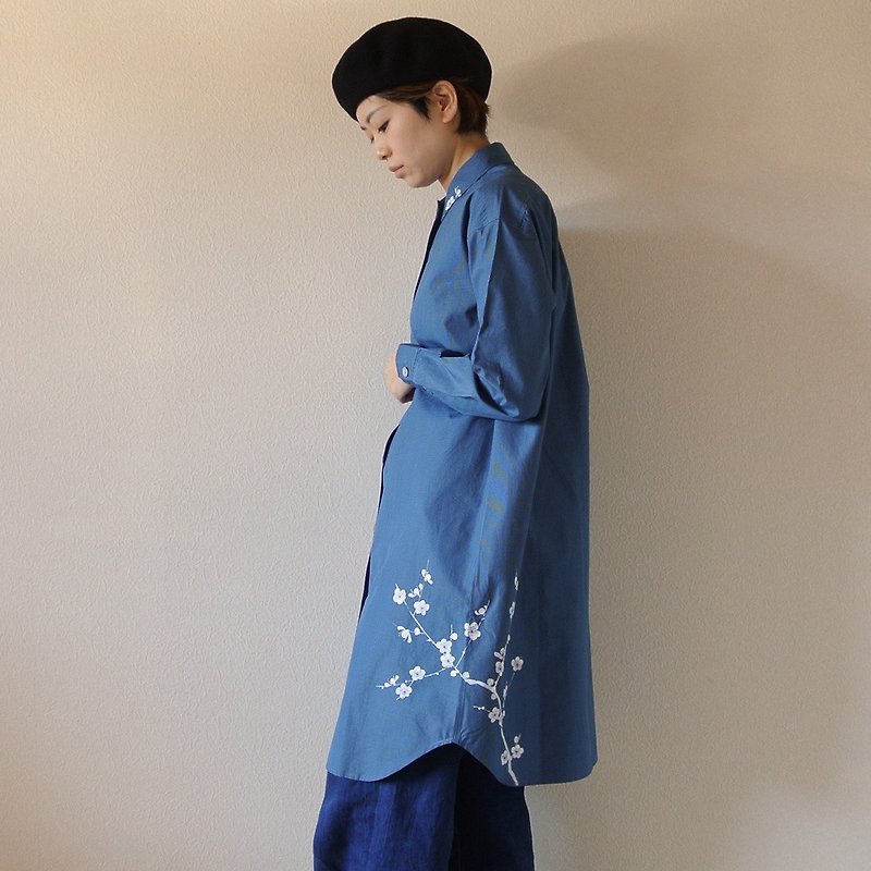 Shirt dress Gingham check blue white plum - One Piece Dresses - Cotton & Hemp Blue