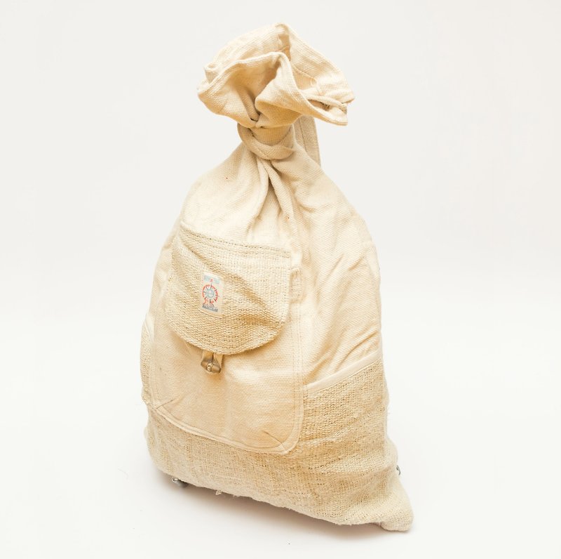"Soviet" Hemp Rucksack (Natural) - Backpacks - Cotton & Hemp White
