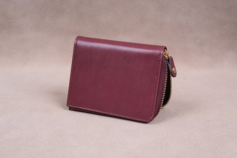 Zipper Wallet / Coin Wallet / Italy calf Leather(Marsala) - Coin Purses - Genuine Leather 