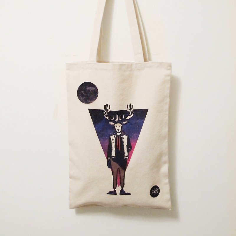 Vintage Deer Canvas Bag - กระเป๋าแมสเซนเจอร์ - วัสดุอื่นๆ ขาว