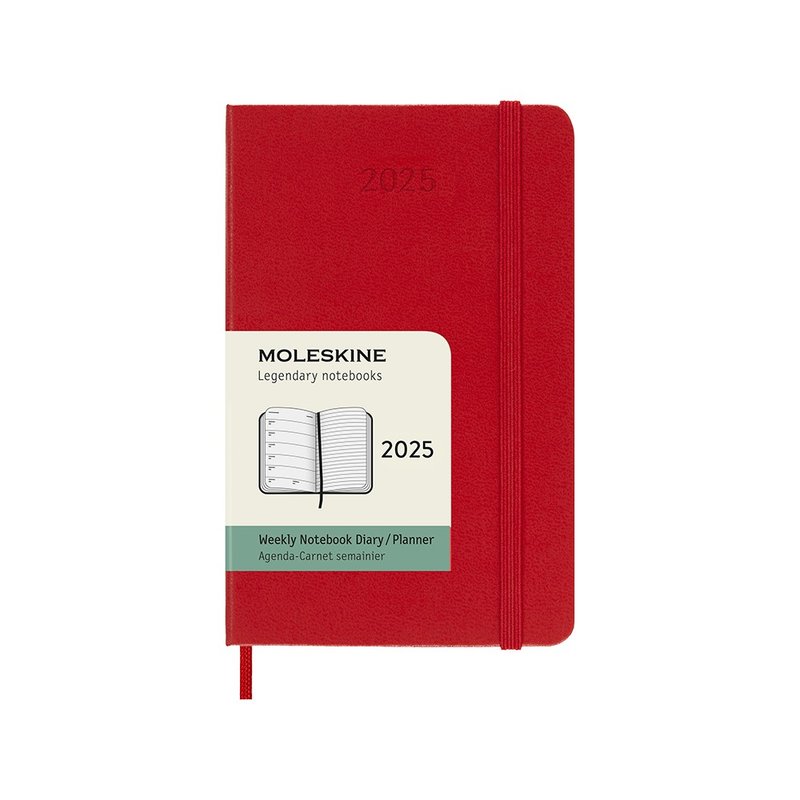 MOLESKINE 2025 Weekly Diary 12M Hard Case-Pocket Red Hot Stamping Service - สมุดบันทึก/สมุดปฏิทิน - กระดาษ สีแดง