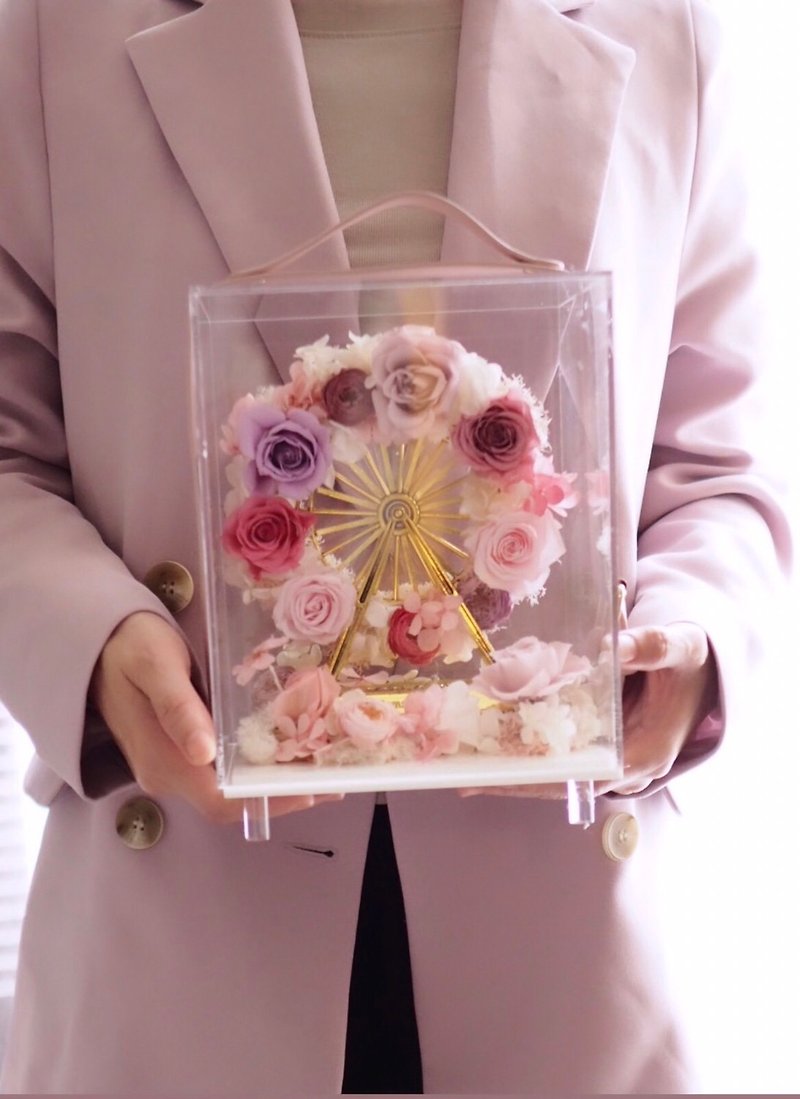 Exclusive custom-made 520 preserved flower ferris wheel leather strap, moisture-proof and dust-proof, jewelry display for Mother's Day - Dried Flowers & Bouquets - Plants & Flowers 