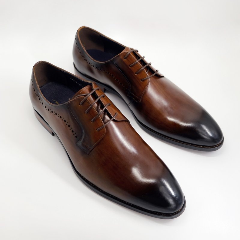 moo-men plain business handmade derby shoes. Brown - รองเท้าหนังผู้ชาย - หนังแท้ สีนำ้ตาล