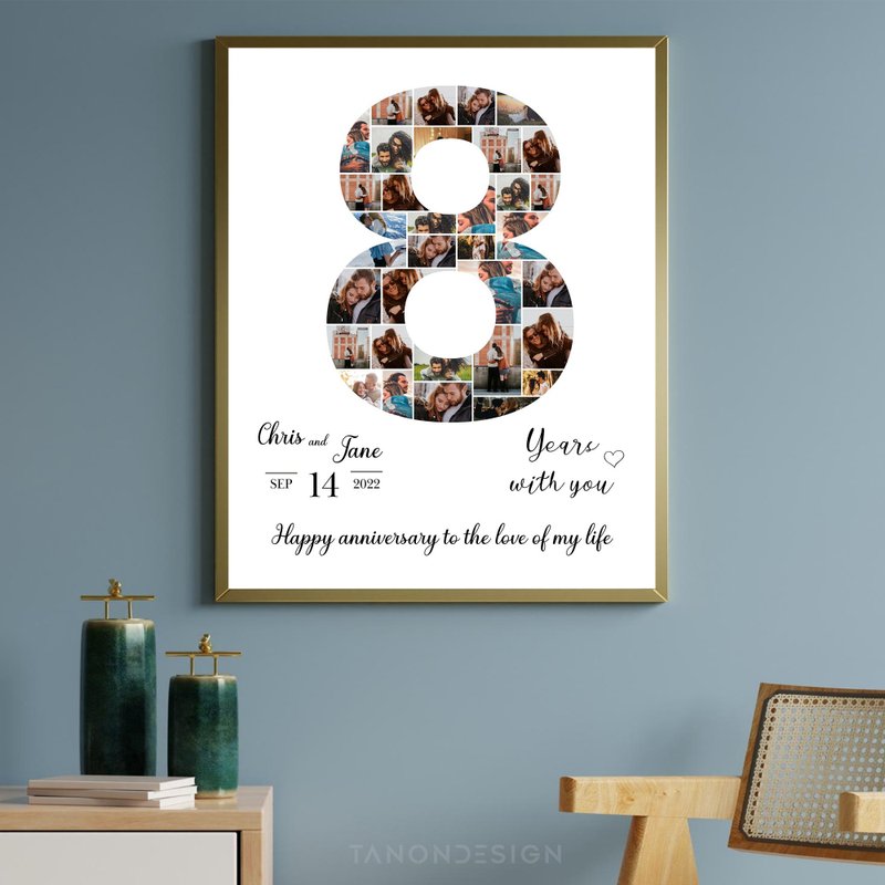 0-9 Number Photo collage Editable Canva Template, Anniversary Gift, Birthday - 圖文模板設計 - 其他材質 