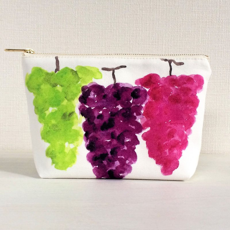 Fruit garden gusseted pouch grape - Toiletry Bags & Pouches - Cotton & Hemp Purple