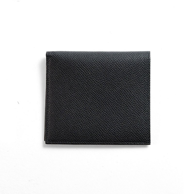 German WEINHEIM WAPROLUX Calfskin Lightweight Half-fold Short Clip-Black - กระเป๋าสตางค์ - หนังแท้ สีดำ