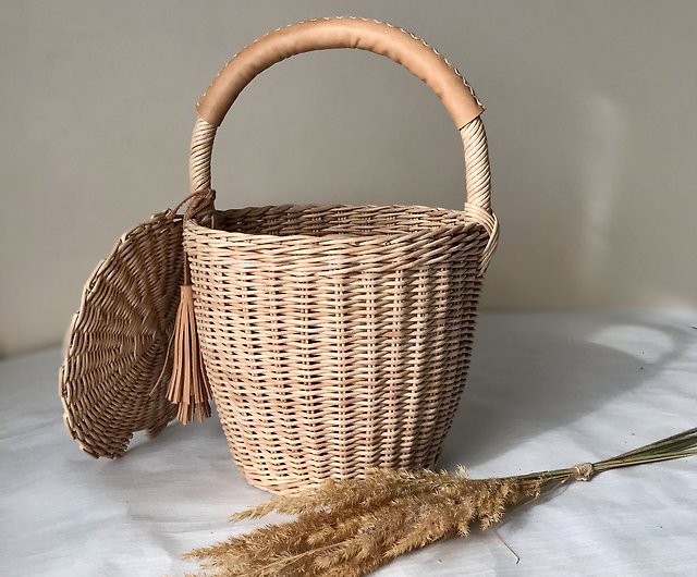 Genuine Large Jane Birkin Basket Bag With Lid Handmade Basket 