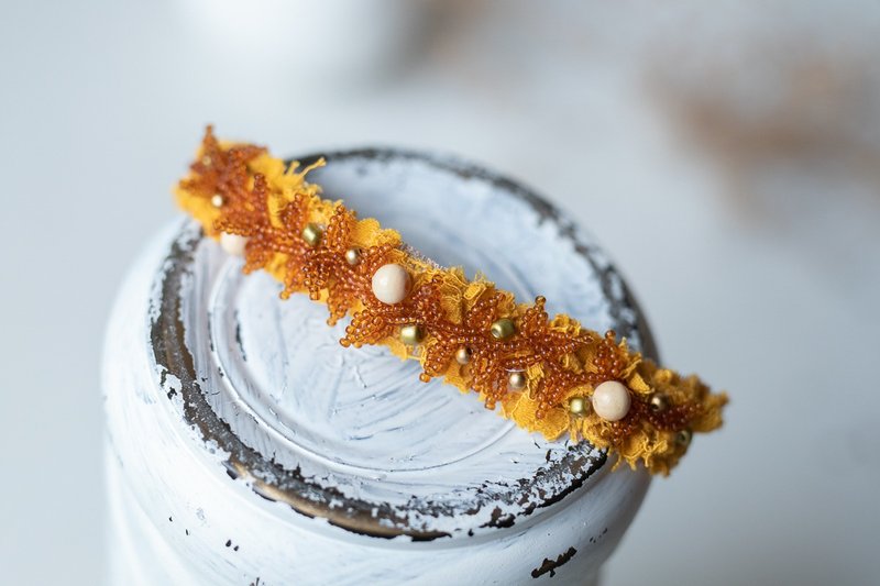 Orange headband with lace for newborn girls:the perfect outfit for a little girl - Baby Accessories - Other Metals Orange