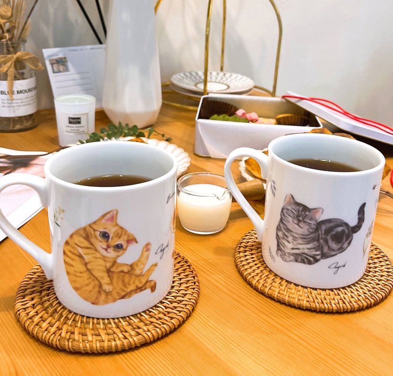 合作插畫藝術家-英格藍貓 下午茶骨瓷杯系列-甜蜜貓貓杯 - 咖啡杯/馬克杯 - 瓷 