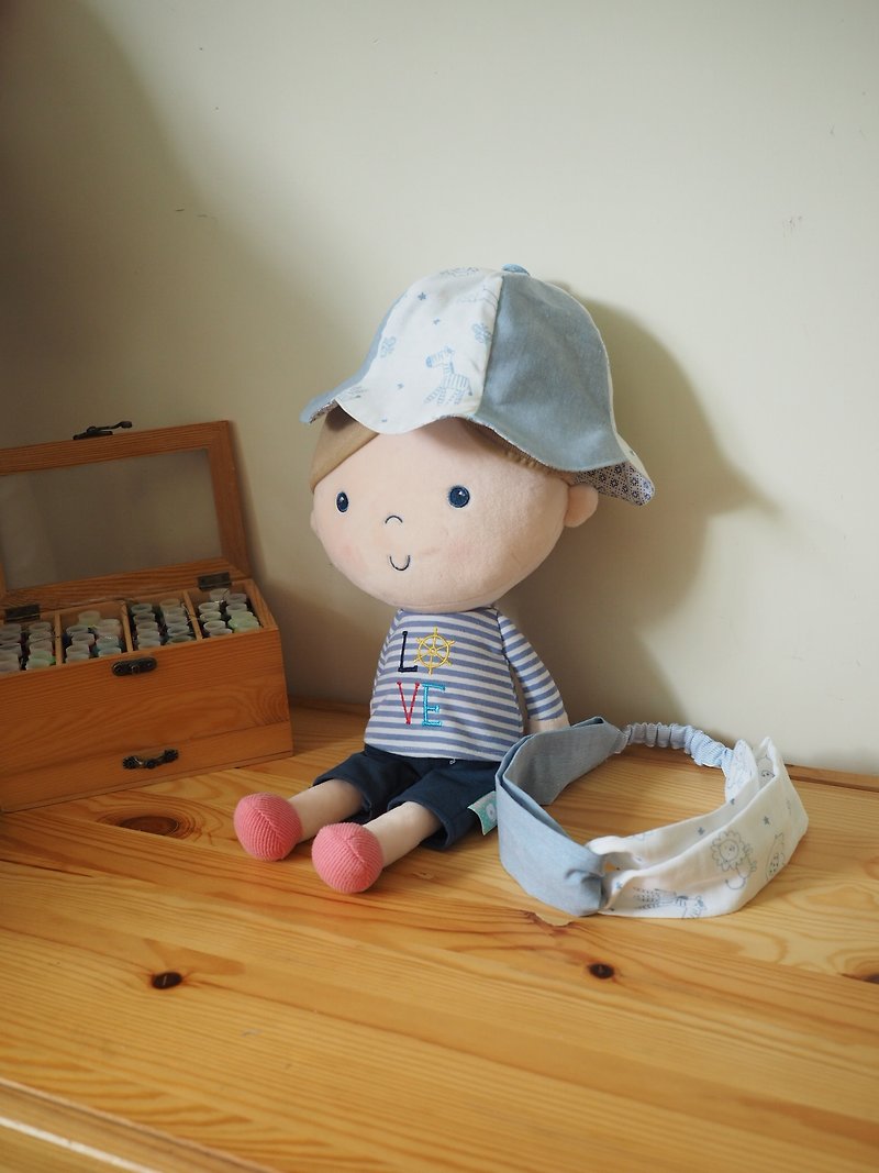 Handmade Headband and Bib Set - Baby Gift Sets - Cotton & Hemp Blue