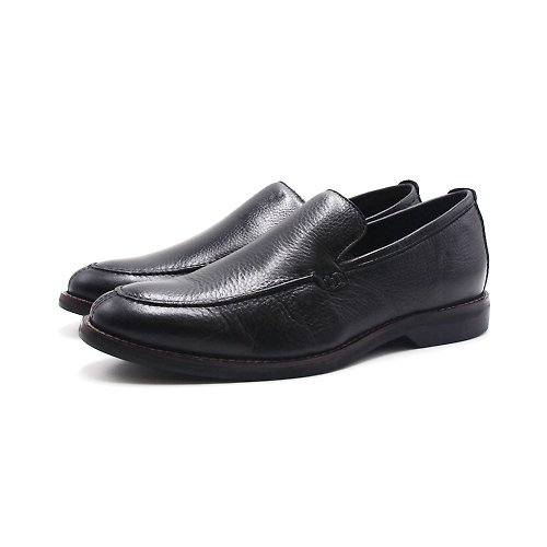 米蘭皮鞋Milano Sollu 巴西專櫃 邊色縫線樂福皮鞋-黑