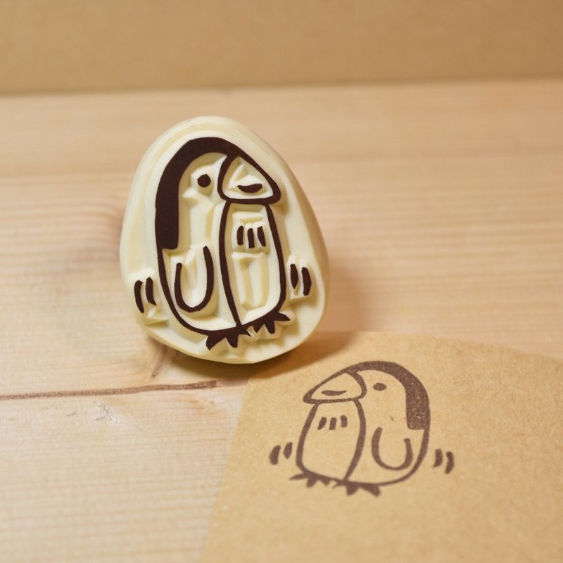 Shaky Penguin Handmade Rubber Stamp - ตราปั๊ม/สแตมป์/หมึก - ยาง สีกากี