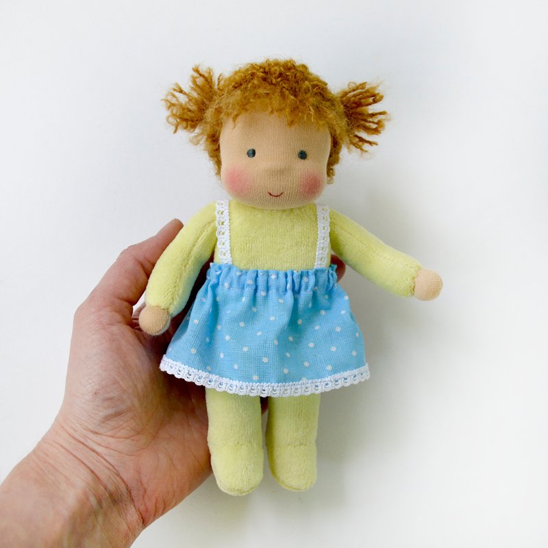 MADE TO ORDER Waldorf doll pocket doll 7 inch (18 cm) tall. - 寶寶/兒童玩具/玩偶 - 環保材質 黃色