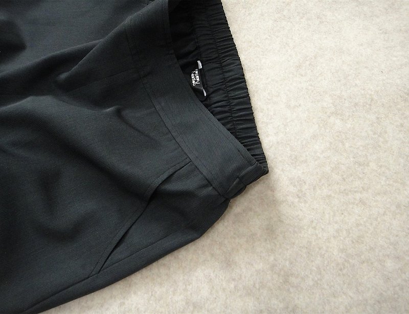 虛直線紋 黑 褲子 - 闊腳褲/長褲 - 聚酯纖維 黑色