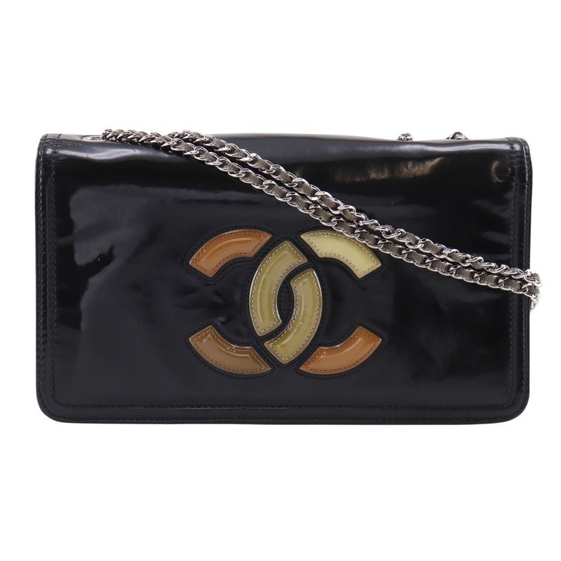 【日本直送】シャネル CHANEL リップスティックライン ショルダーバッグ ココマーク チェーンショルダー A66936 エナメル 黒 レディース【中古】 - 側背包/斜背包 - 琺瑯 黑色