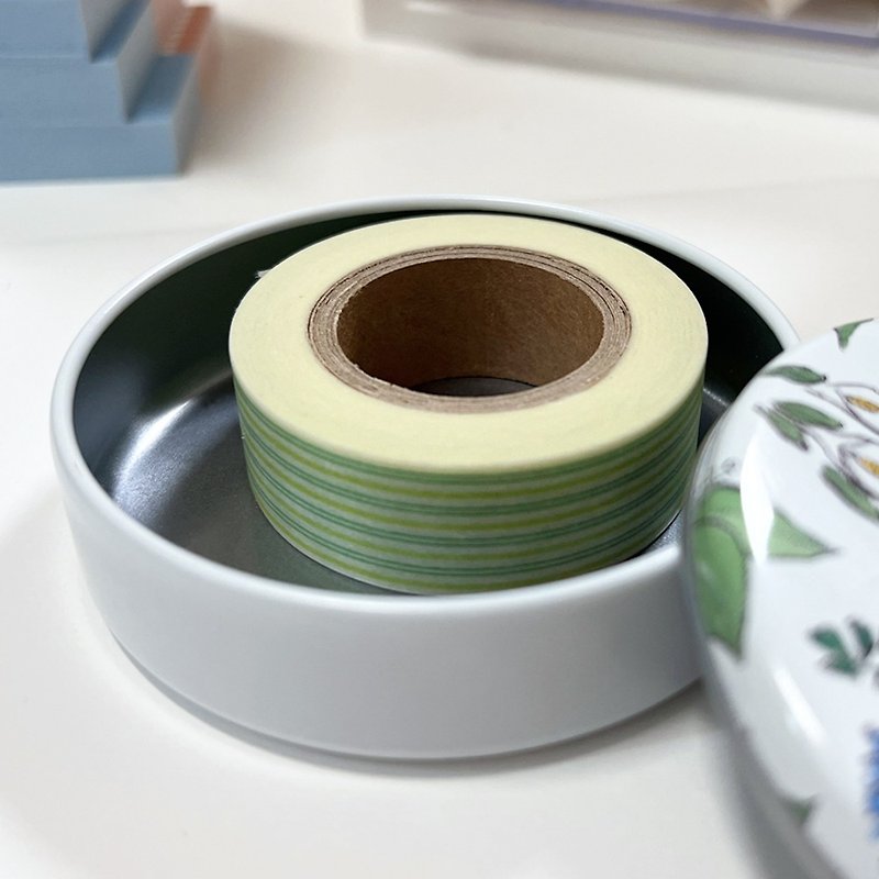 Yellow green stripe | Masking Tape - 紙膠帶 - 紙 綠色