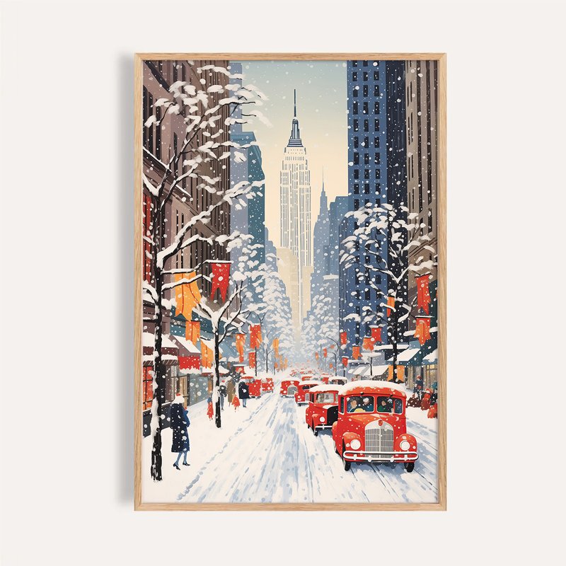 都会の冬スタイル / 冬のニューヨークアベニュー ウォールアート ポスター フレームなし - ポスター・絵 - 紙 