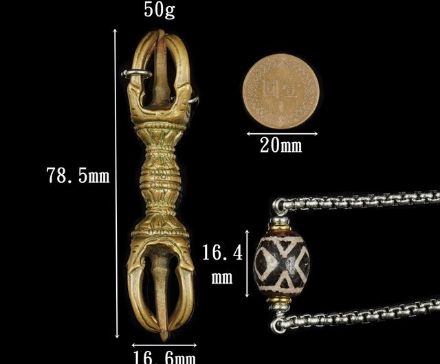 金剛杵 日本19世紀東密法器-5鈷金剛杵.西亞古珠頸鍊(鍊長73公分) 菩多佛教文物