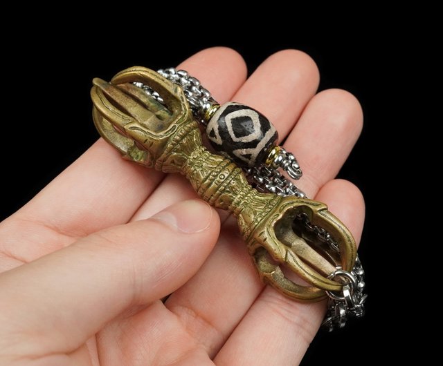 金剛杵 日本19世紀東密法器-5鈷金剛杵.西亞古珠頸鍊(鍊長73公分) 菩多佛教文物