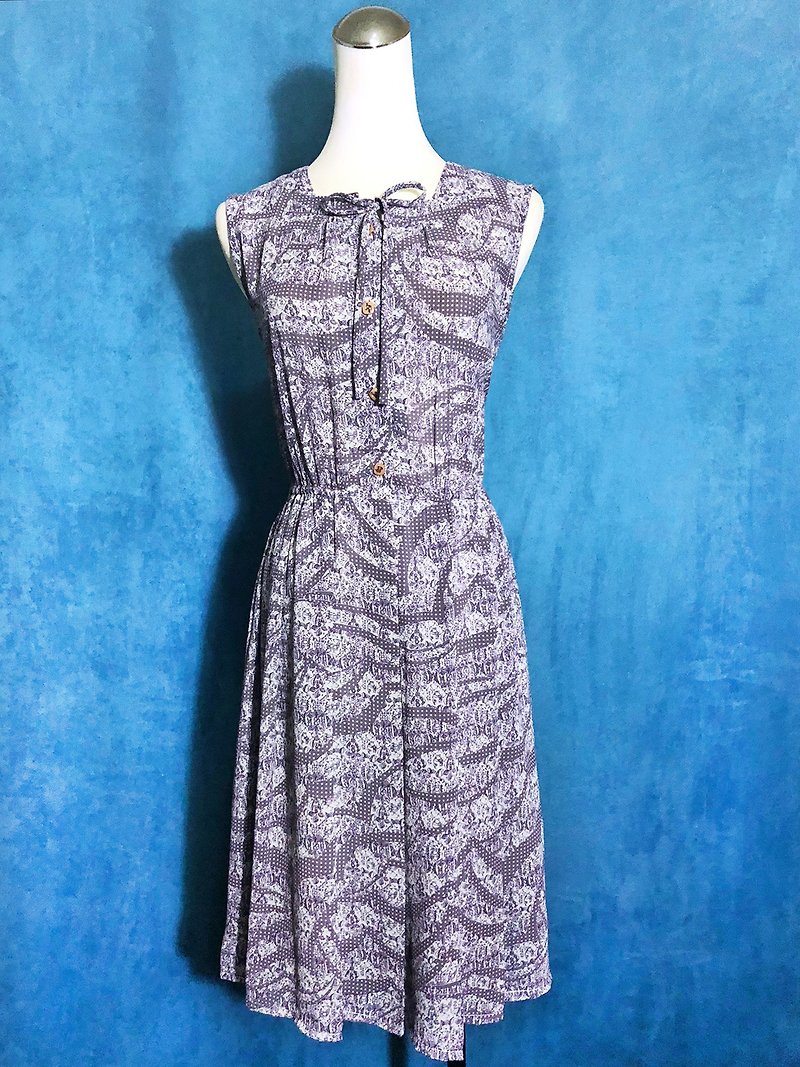 藕 Purple Totem Sleeveless Vintage Dress / Bring back VINTAGE abroad - ชุดเดรส - เส้นใยสังเคราะห์ สีม่วง