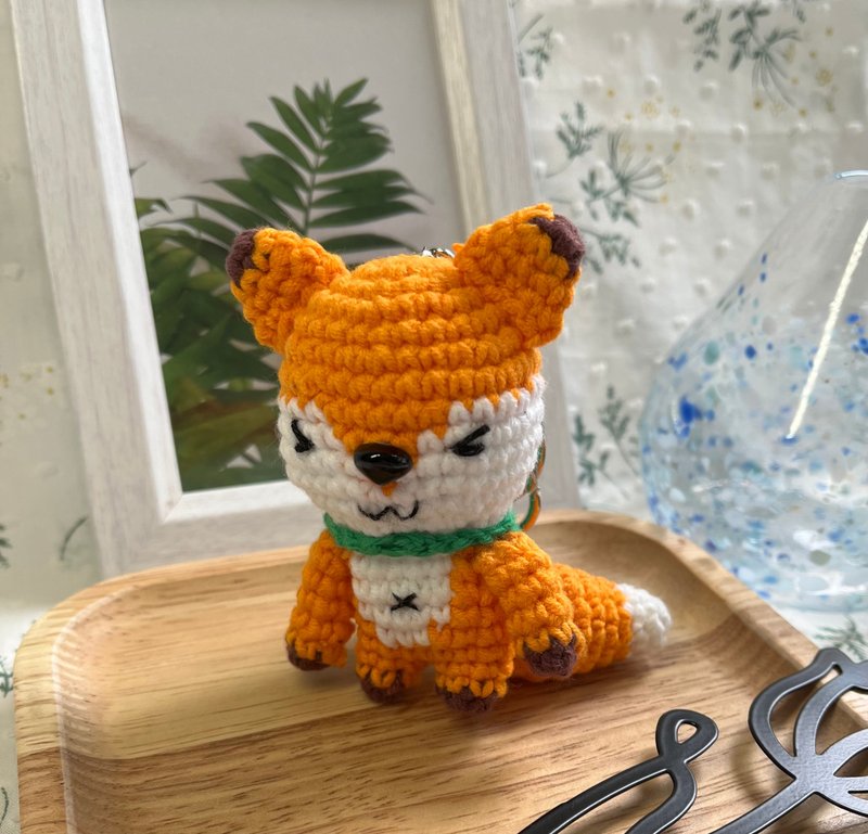 鉤織狐狸匙扣 - 吊飾/掛飾 - 棉．麻 橘色