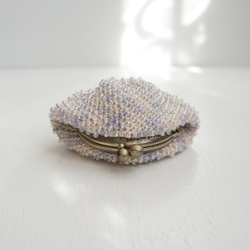 Ba-ba (m) Skipping Stiches Beads crochet square pouch No.2097 - 零錢包/小錢包 - 其他材質 紫色