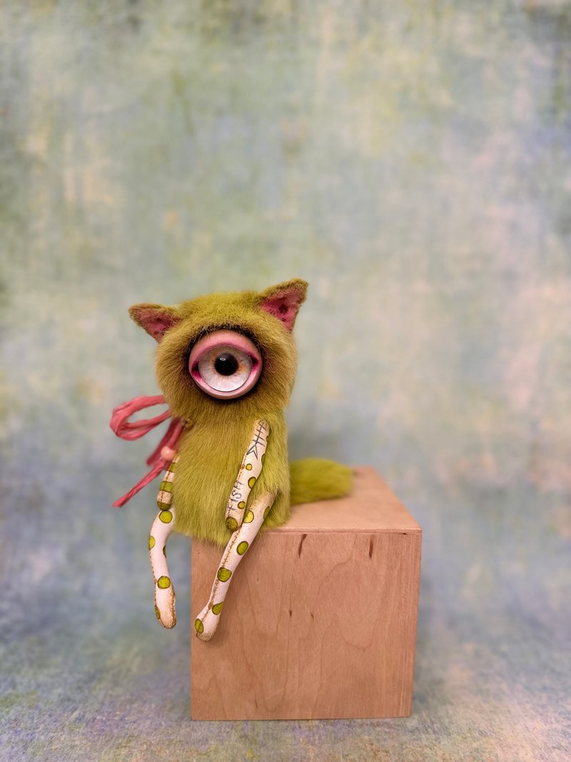 Cute green kitten- cyclops _ MADE-TO-ORDER! - 玩偶/公仔 - 其他材質 綠色